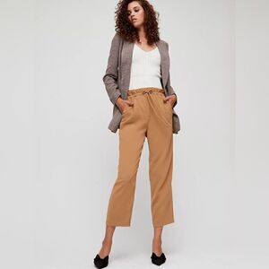 Aritzia Wilfred Kari Pant Cropped, paperbag-waist pants Color:Honey Brown SizeXS